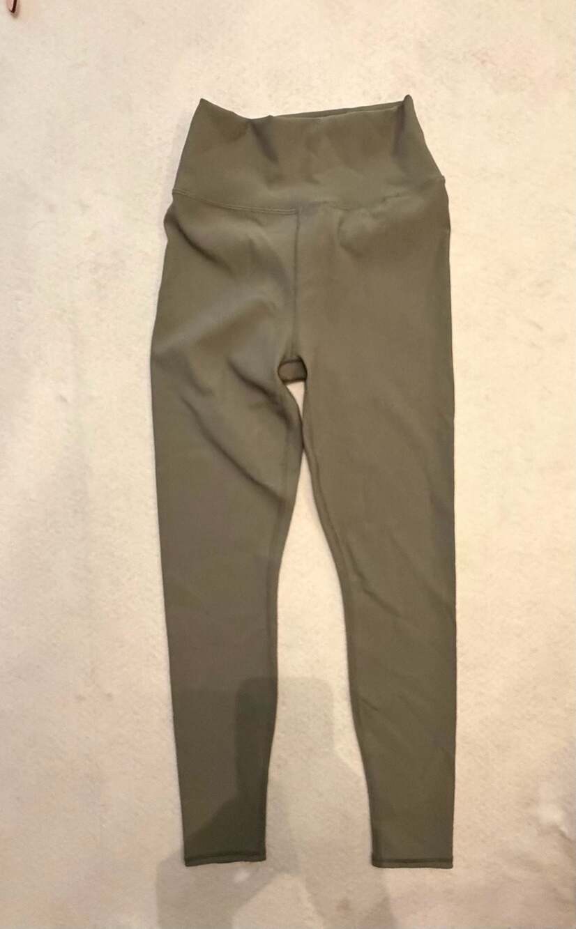 Z Supply Active Ribbed High-Waist Leggings Size S Olive Green